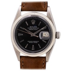 Rolex Early Datejust Ref 6605 Stainless Steel and 14 Karat White Gold