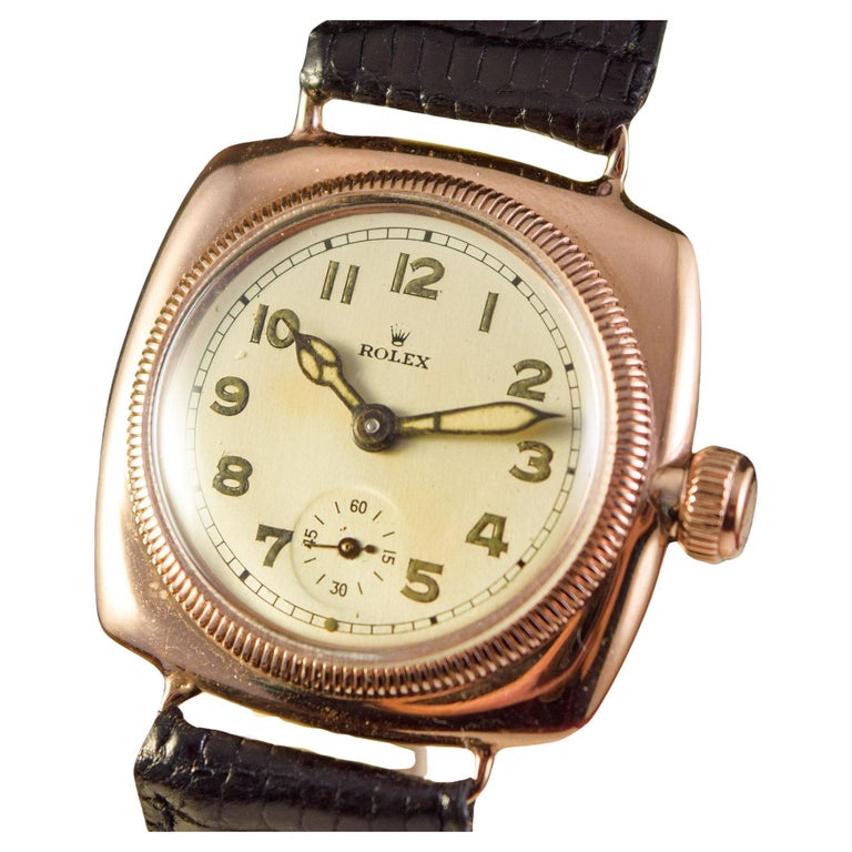 Rolex Early Rolex Oyster solid pink gold Cushion case rare amazing