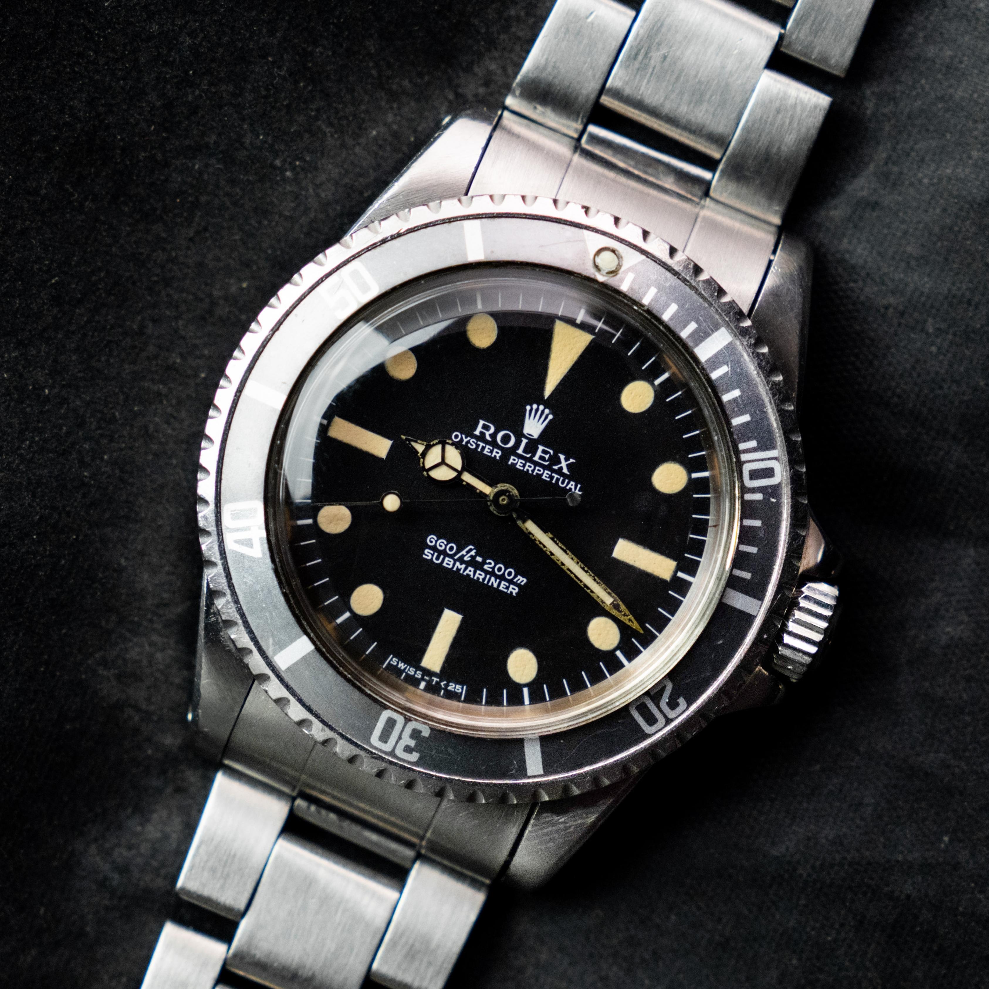 Brand: Vintage Rolex
Model: 5513
Year: 1968
Serial number: 24xxxxx
Reference: C03860; C03694

Case: Show sign of wear with slight polish from previous; inner case back stamped 5513 IV.68

Dial: Excellent Aged Condition Matte Dial where the lumes