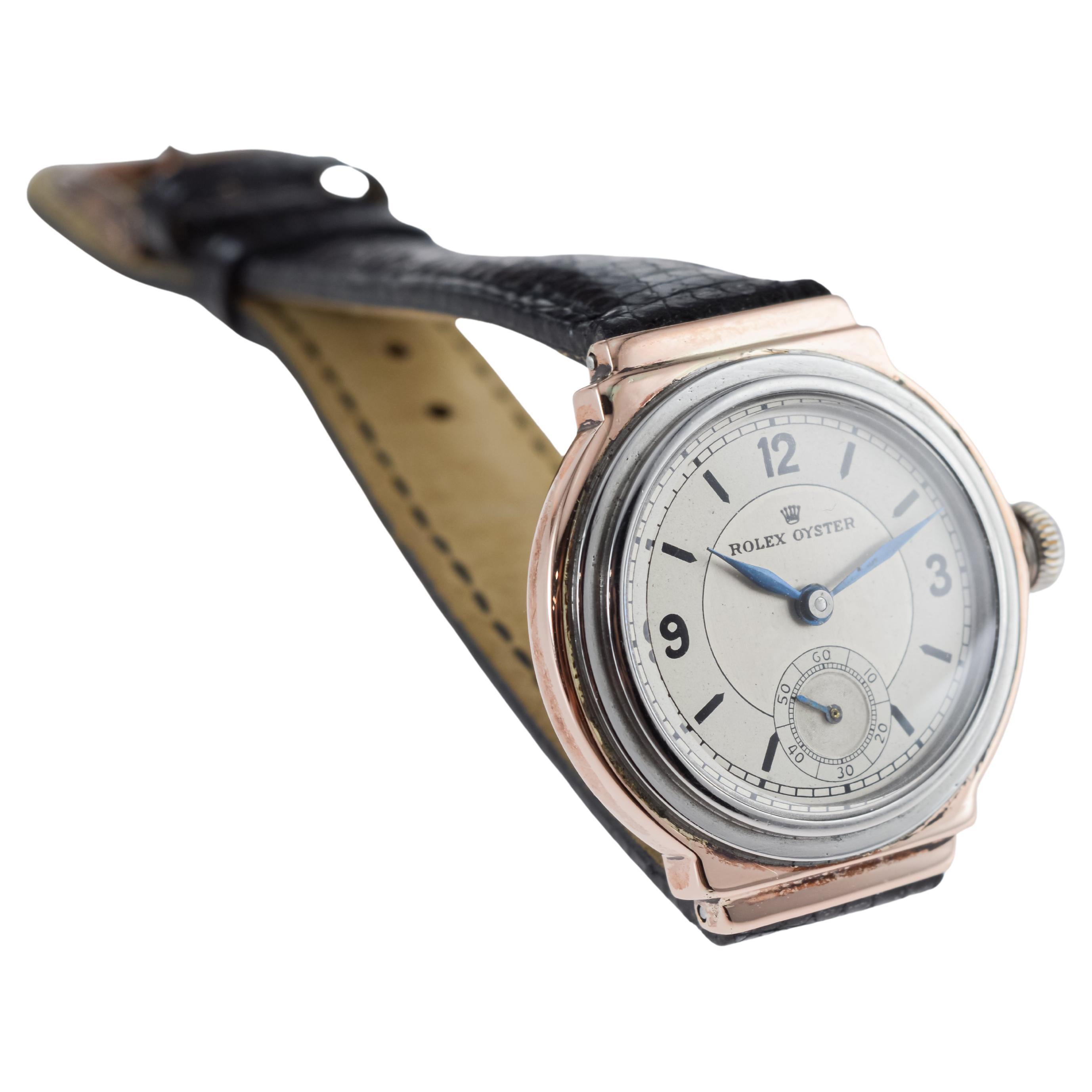 Rolex Egyptian Rose Gold & Steel Oyster with Factory Original Dial circa 1938 For Sale 5