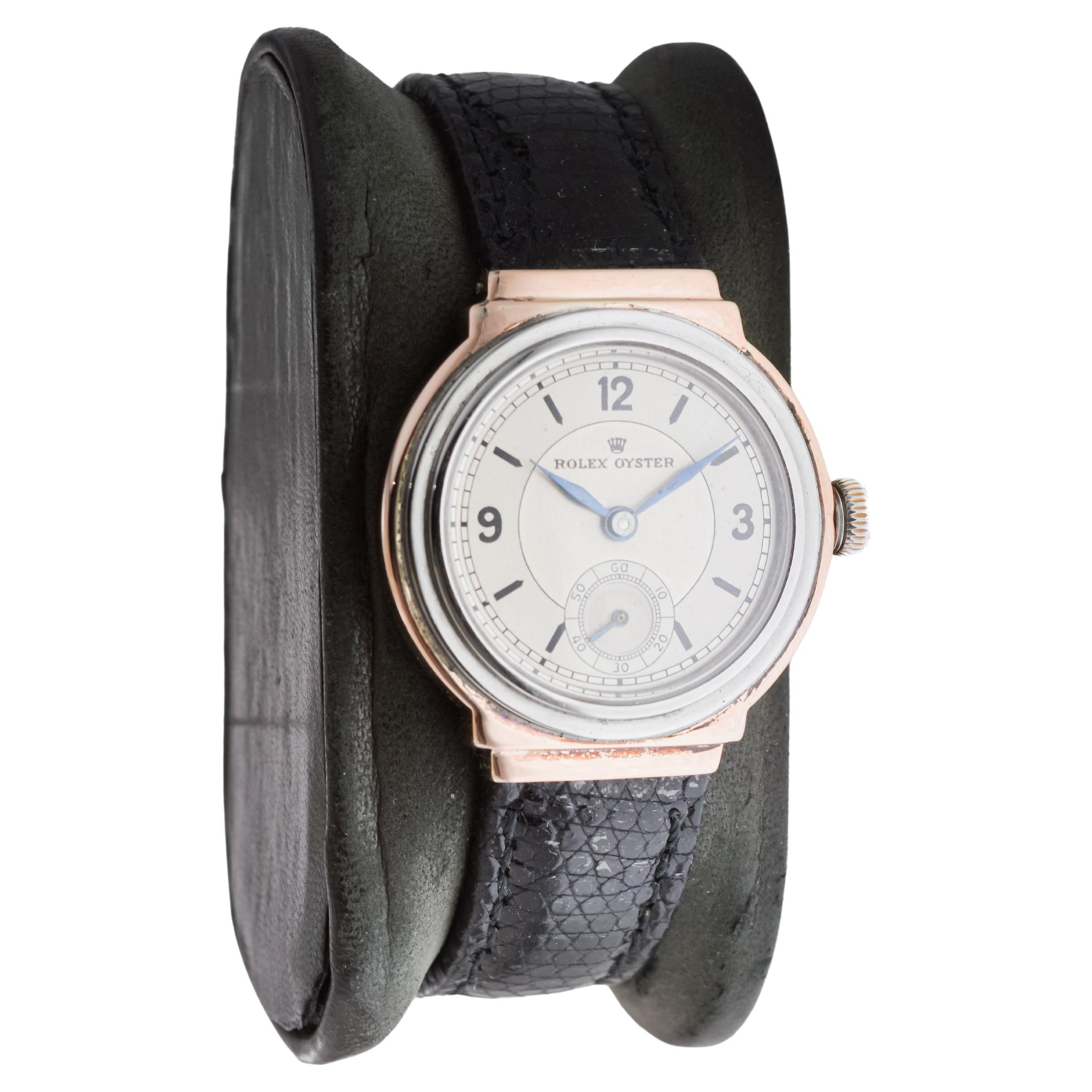 FACTORY / HOUSE: Rolex Watch Company
STYLE / REFERENCE: Egyptian Model 
METAL / MATERIAL: Rose Gold & Stainless Steel
CIRCA / YEAR: 1938
DIMENSIONS / SIZE: Length 32mm X Diameter 29mm
MOVEMENT / CALIBER: Manual Winding / 17 Jewels / Caliber 8