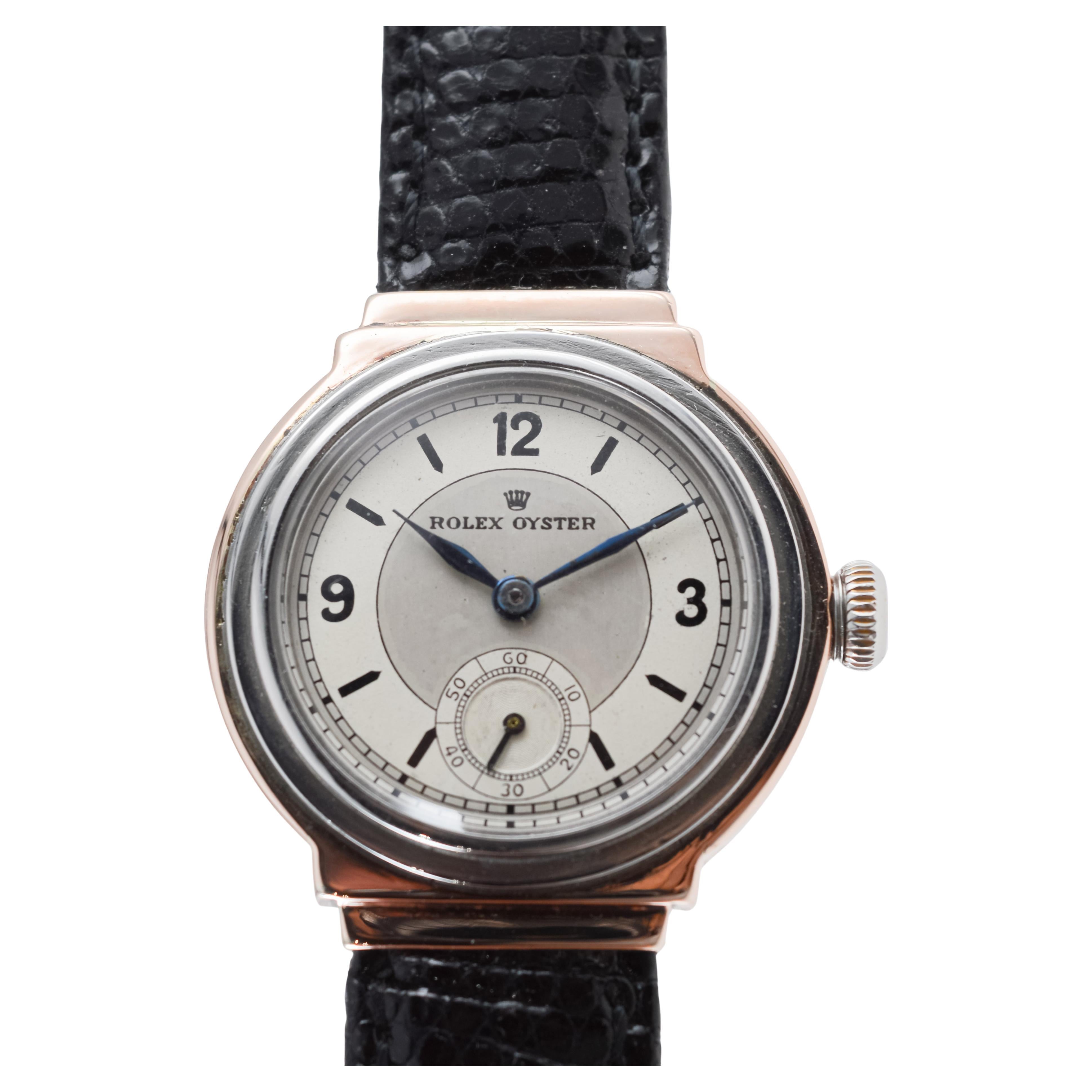 Rolex Egyptian Rose Gold & Steel Oyster with Factory Original Dial circa 1938 For Sale 4