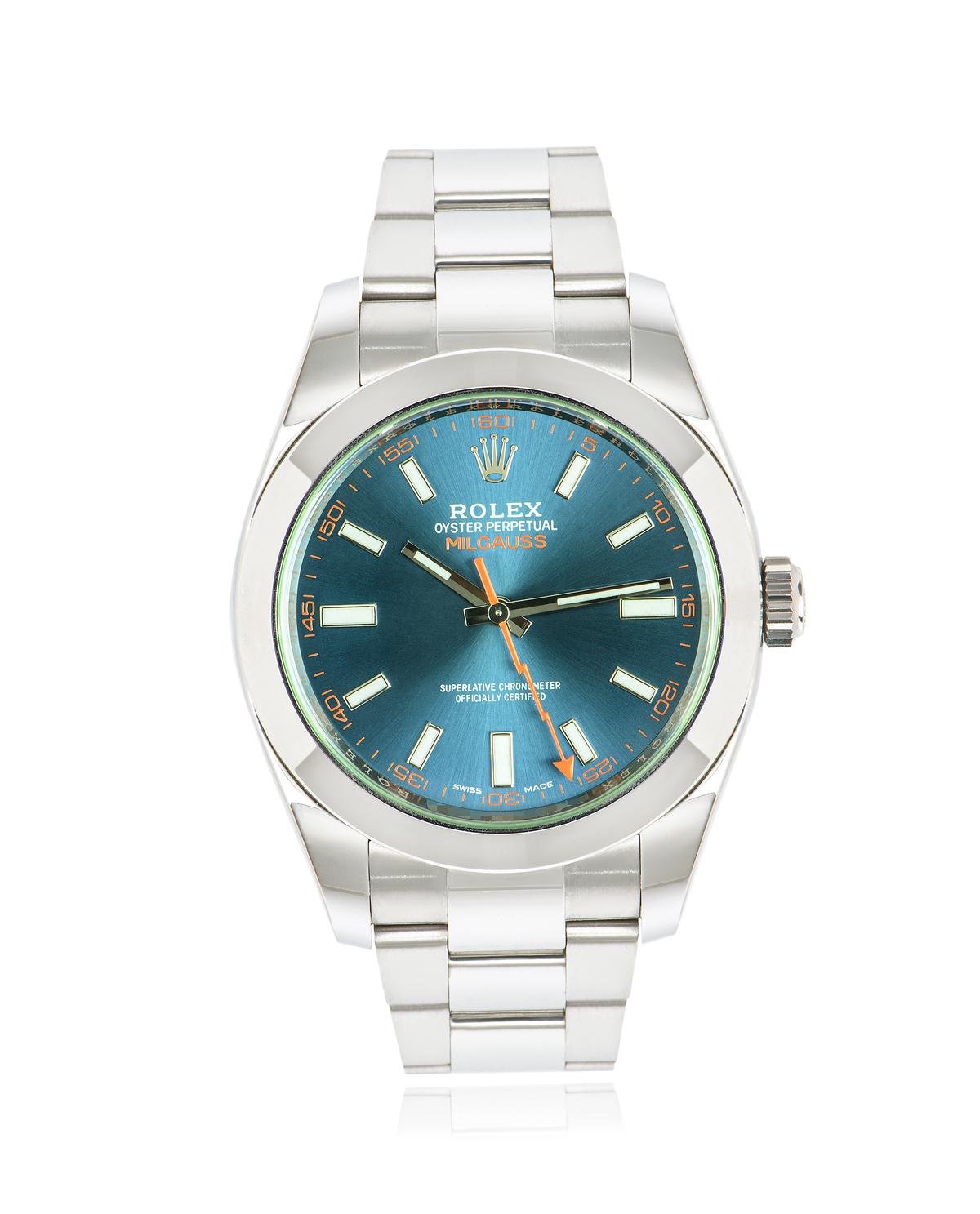 Men's Rolex Electric Z-Blue Dial Milgauss 116400GV Watch Under Warranty