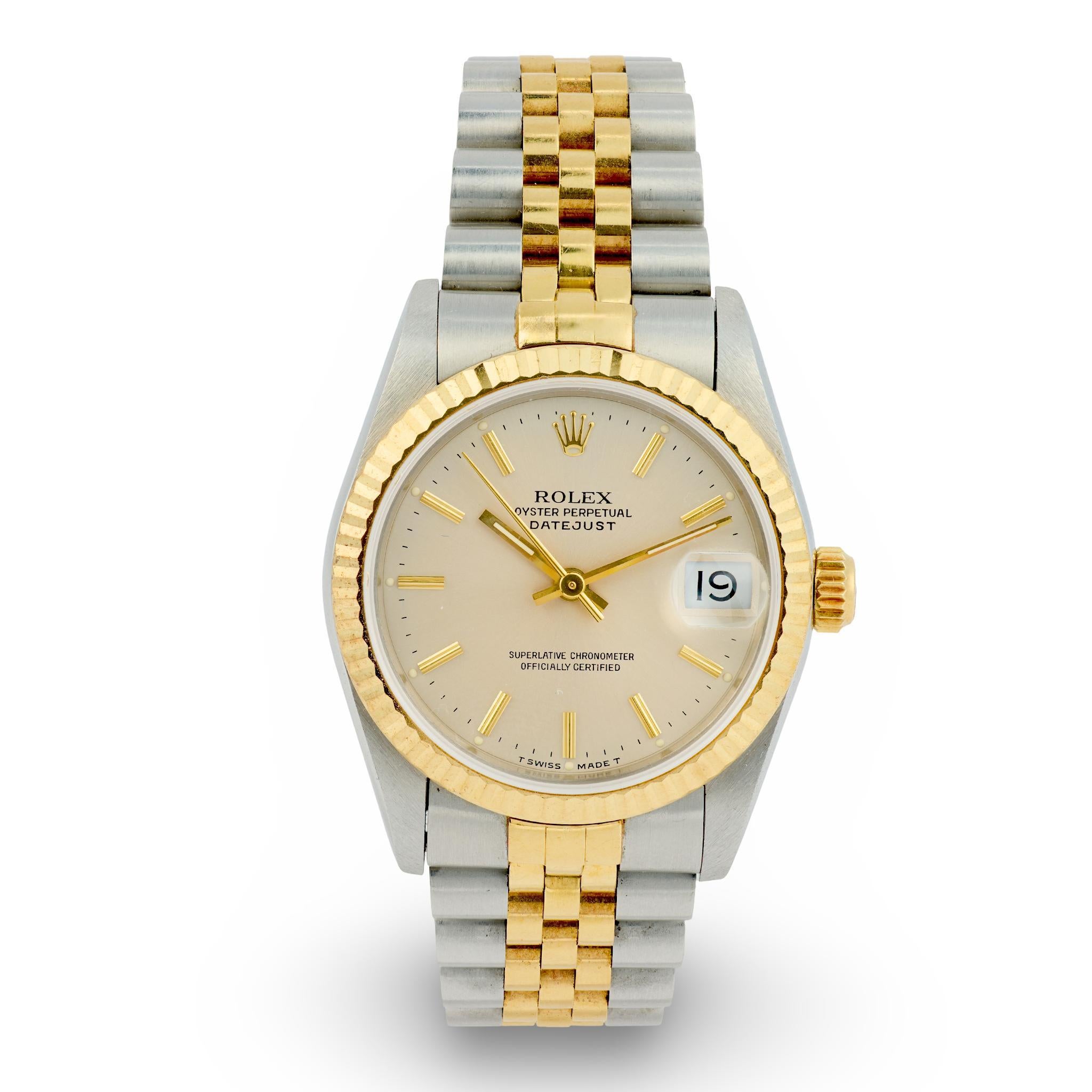 ROLEX Estate 18K/Stainless Steel Lady Datejust Wristwatch For Sale 3