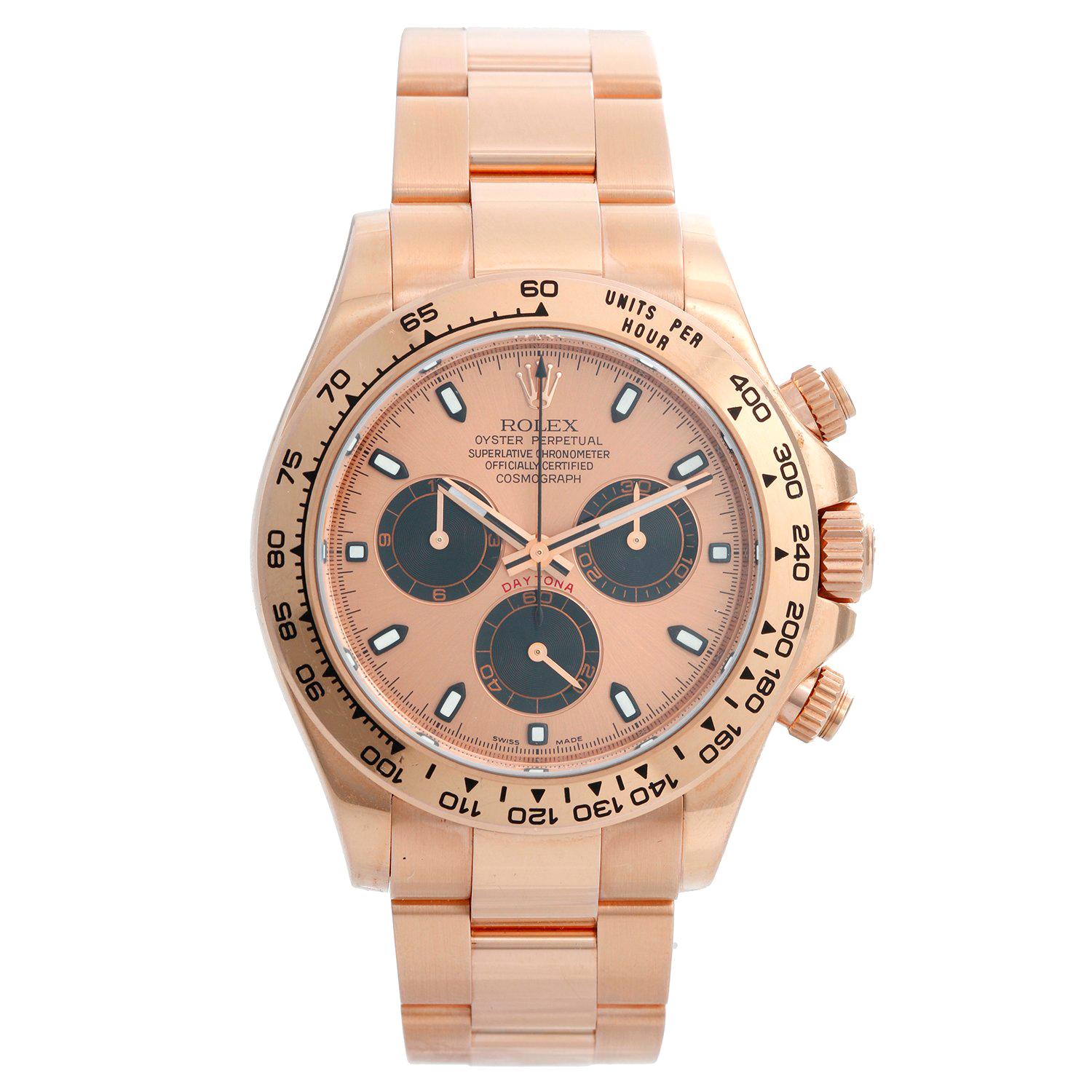 Rolex Everose Cosmograph Daytona Men's Rose Gold Watch Black Subdials 116505