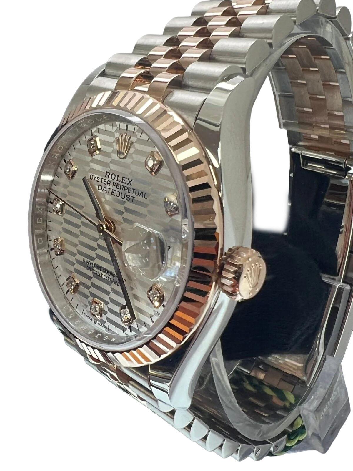 Rolex Everose Datejust 36 Uhr Fluted Beze 126231 Motiv neu (Empire) im Angebot