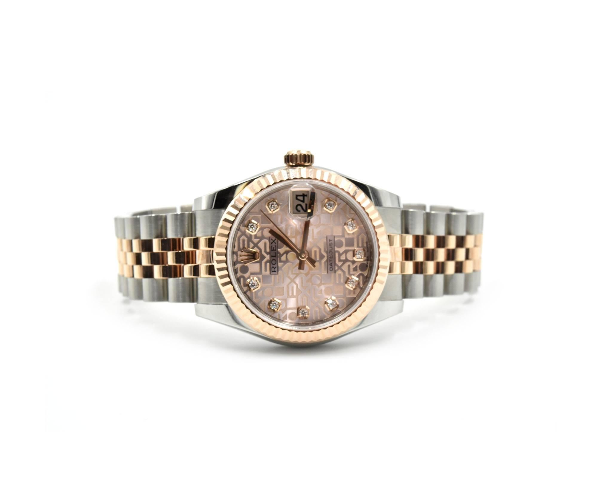 Round Cut Rolex Everose Gold stainless steel Diamond Dial Datejust automatic Wristwatch 