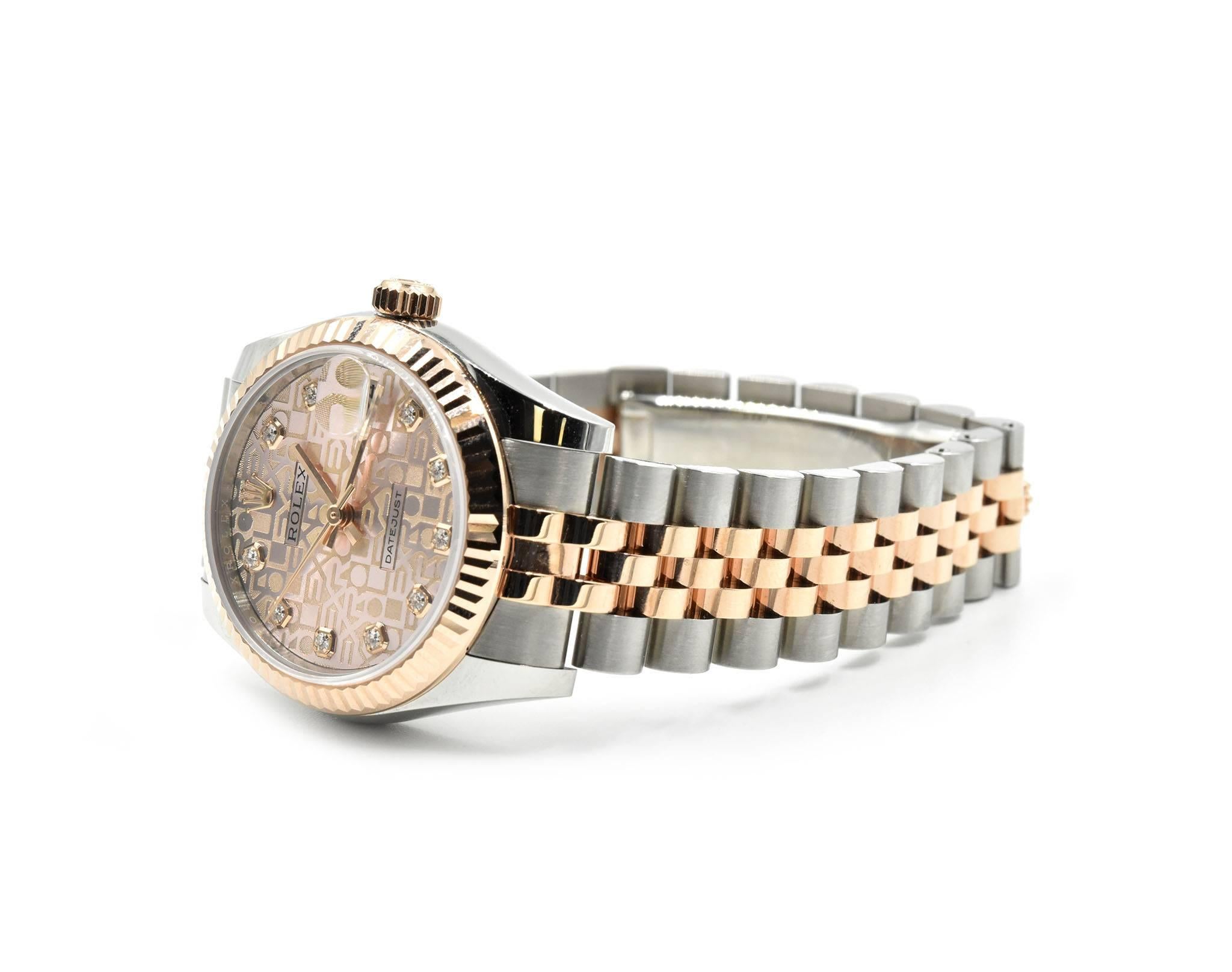 Women's Rolex Everose Gold stainless steel Diamond Dial Datejust automatic Wristwatch 