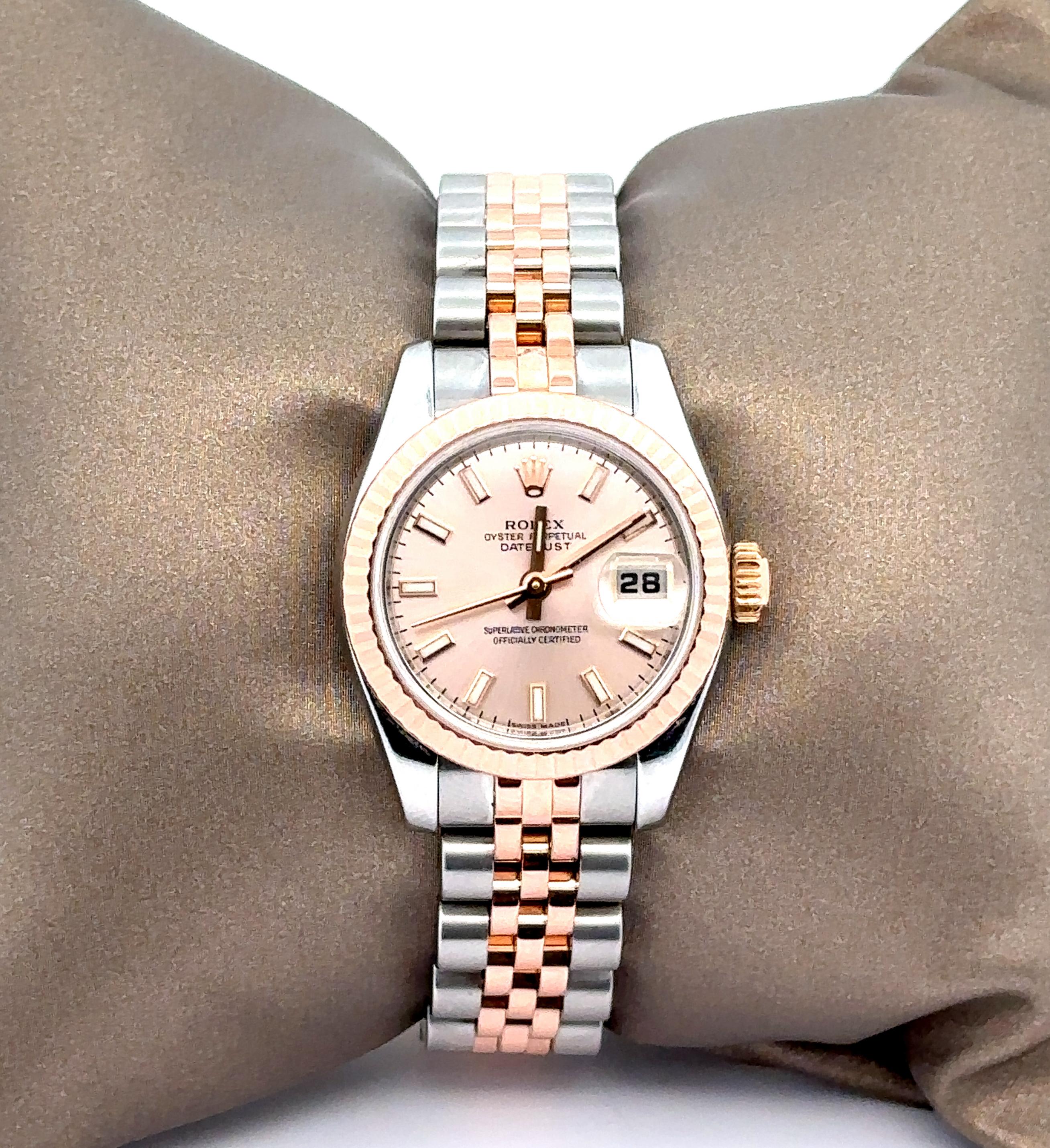Rolex Everose Gold & Steel Lady Datejust 26mm Jubilee Bracelet Watch Ref. 179171 5