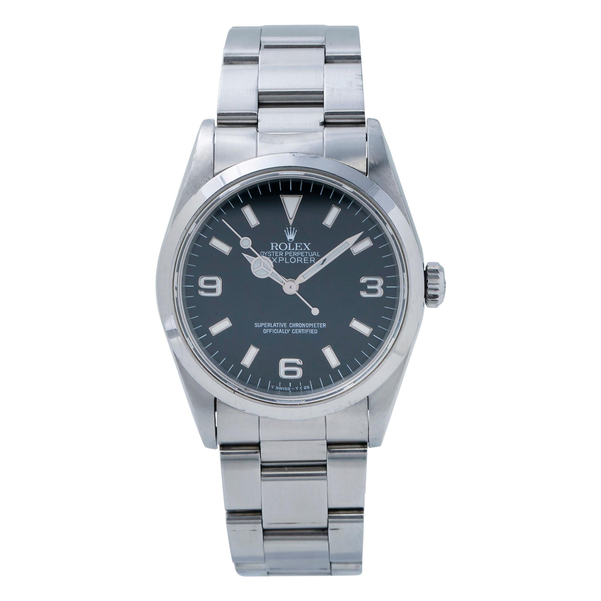 Rolex Explorer 1 14270 Unpolished S Serial Stainless Automatic Men's Watch For Sale