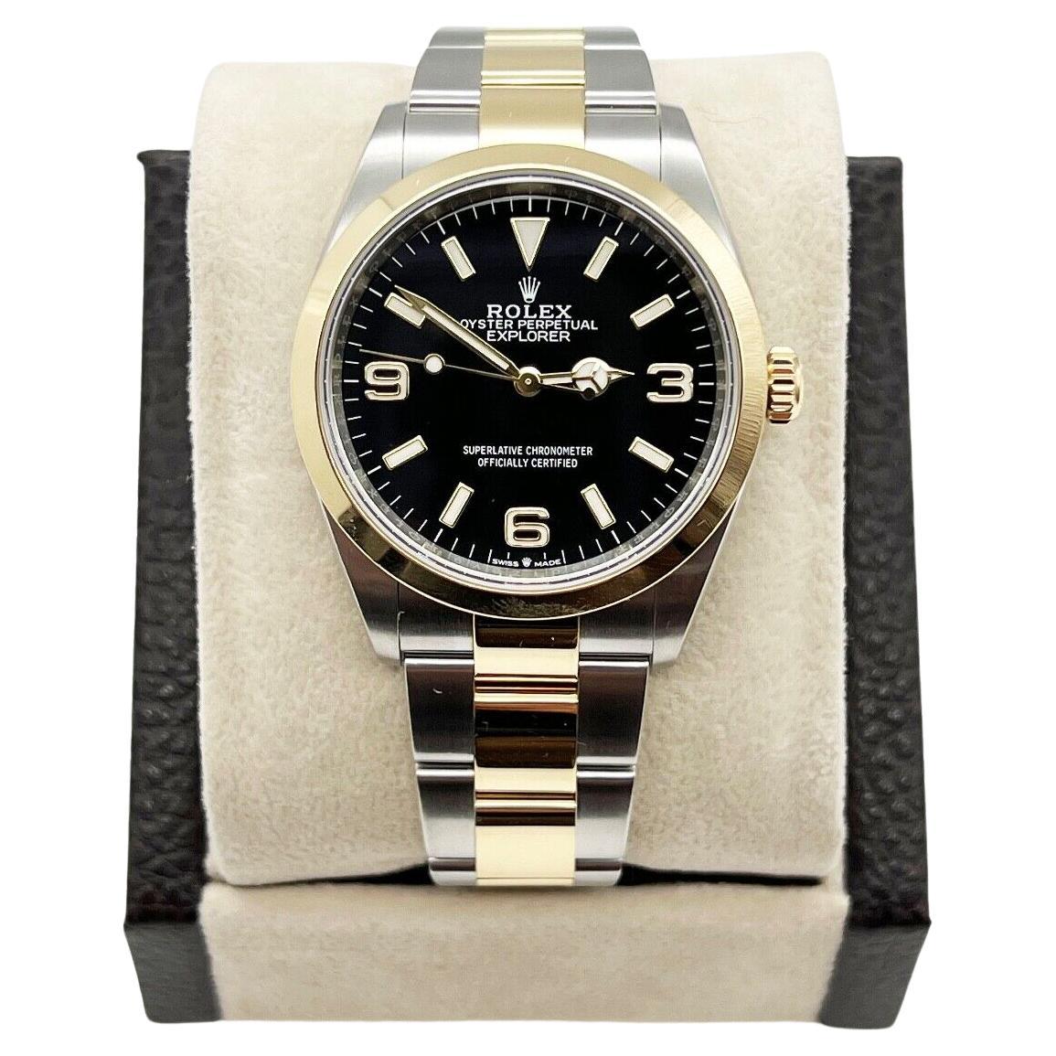 Rolex Explorer 124273 Black Dial 18K Yellow Gold Steel Box Booklet 36mm