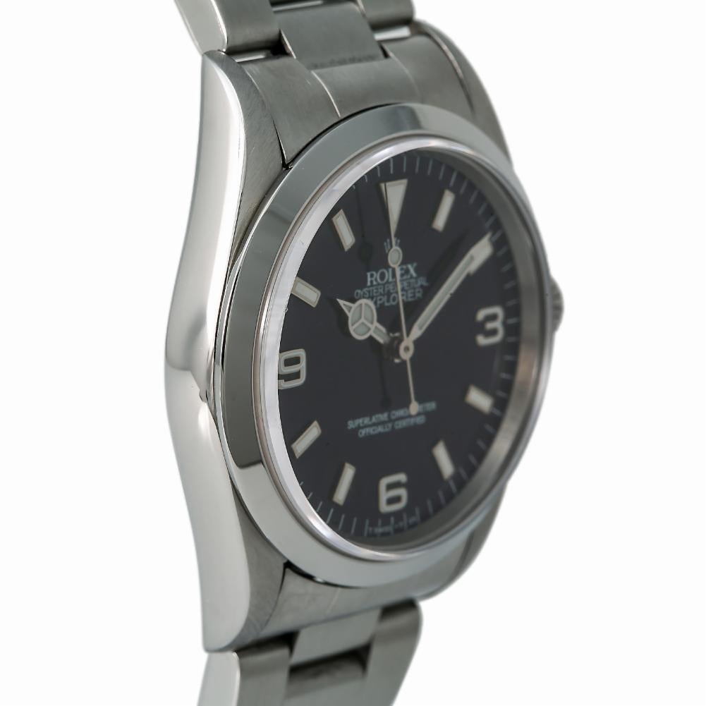 Rolex Explorer 14270, Black Dial, Certified and Warranty In Excellent Condition For Sale In Miami, FL