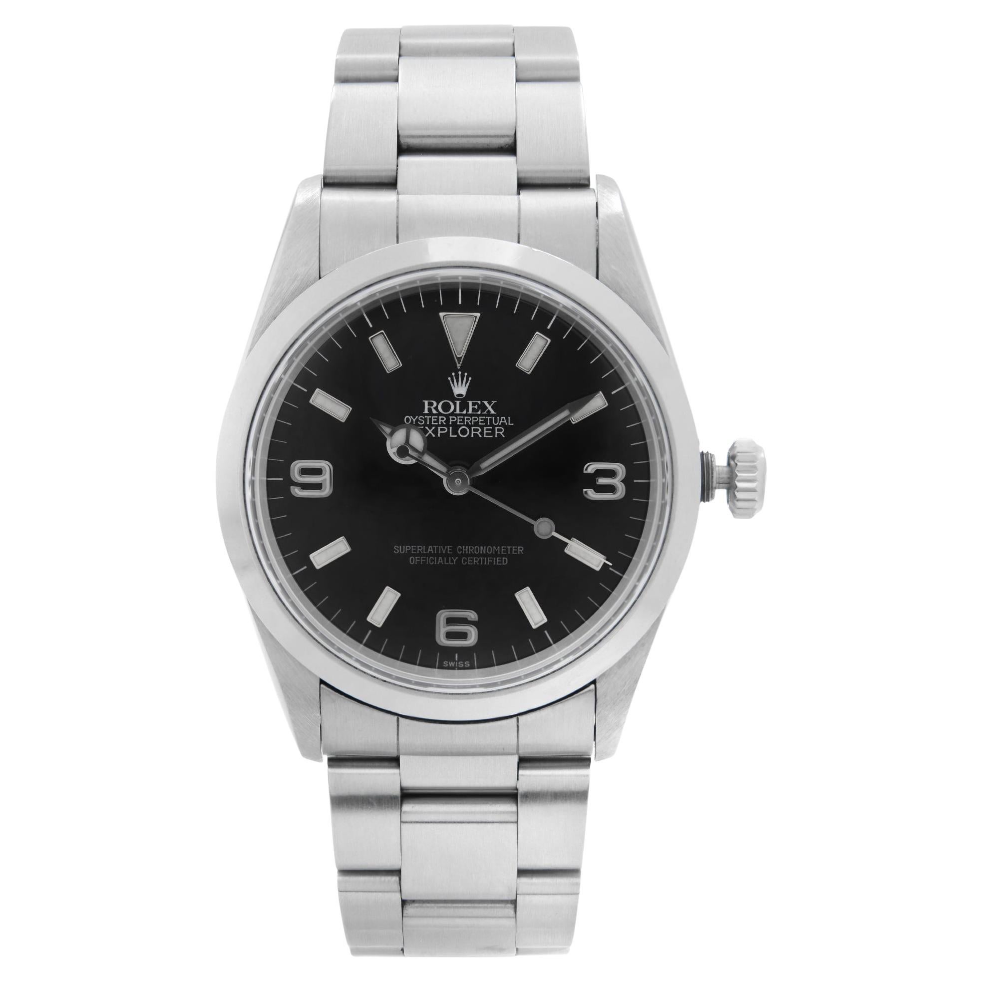 Rolex Explorer 36mm Stainless Steel Black Dial Automatic Mens Watch 14270 For Sale