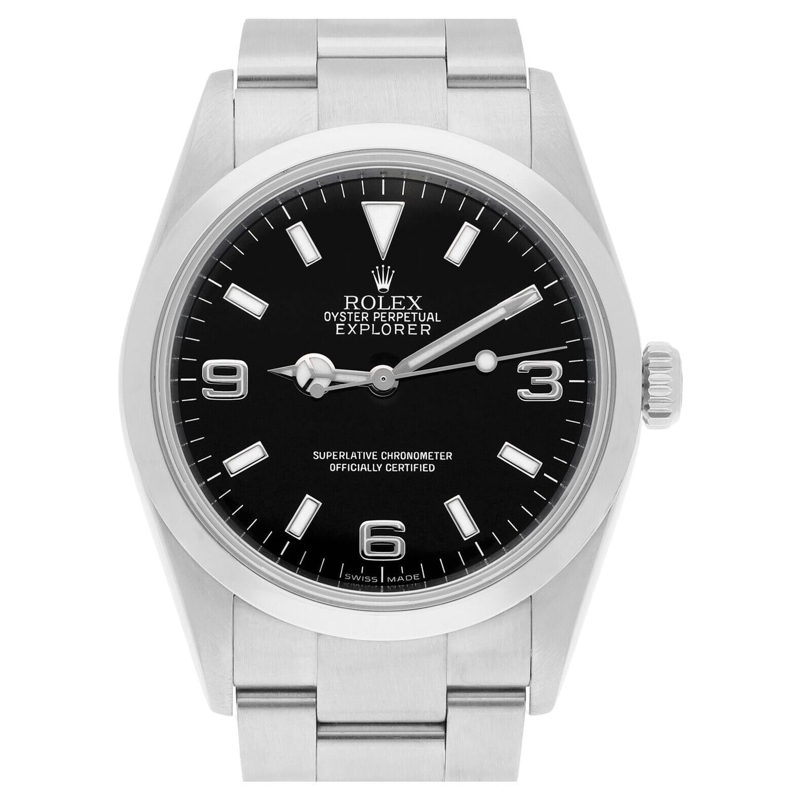 Rolex Explorer I Black 36mm 3-6-9 Stainless Steel Oyster Watch 114270 MINT