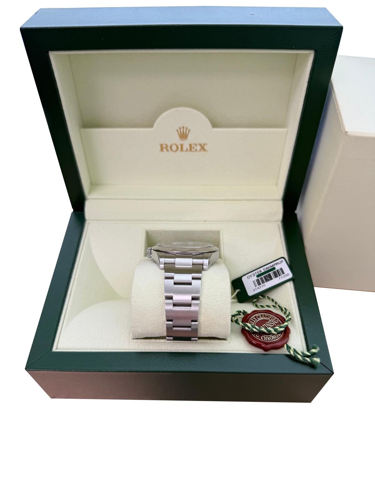 Rolex Explorer 39mm schwarzes Zifferblatt Stahl Herren Automatik Oyster Uhr 214270 im Angebot 8