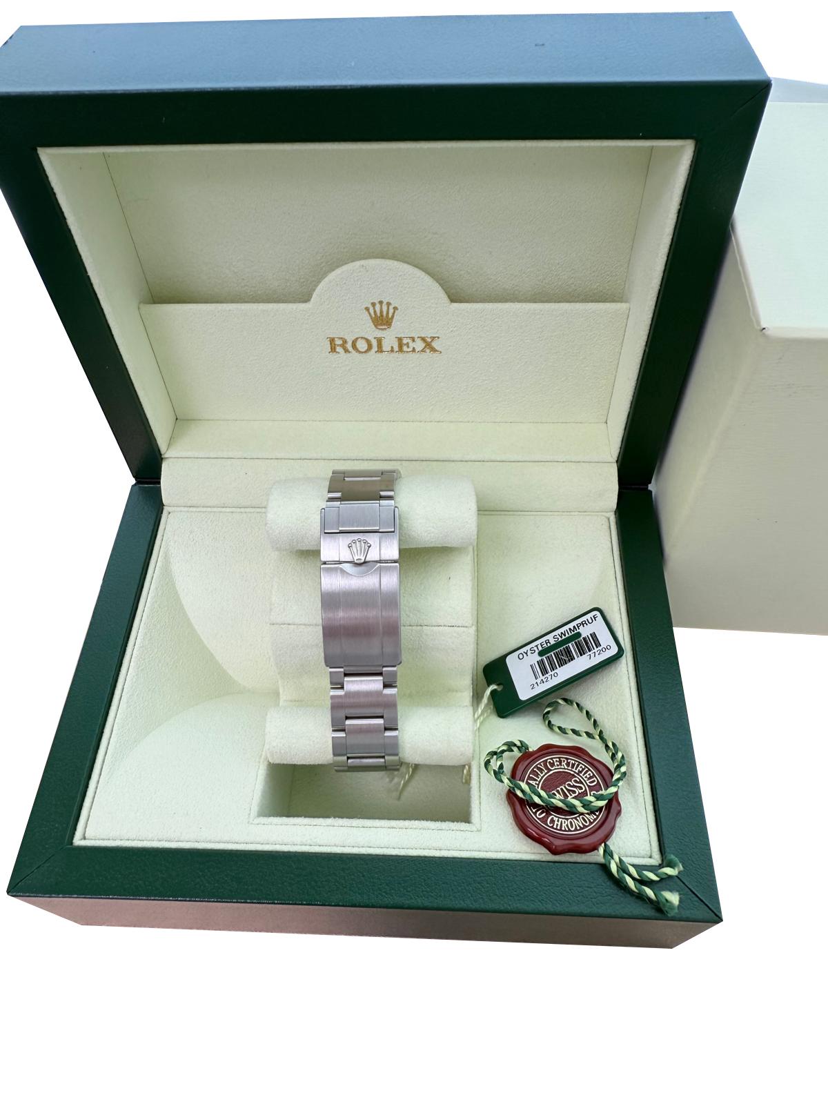 Rolex Explorer 39mm schwarzes Zifferblatt Stahl Herren Automatik Oyster Uhr 214270 im Angebot 9