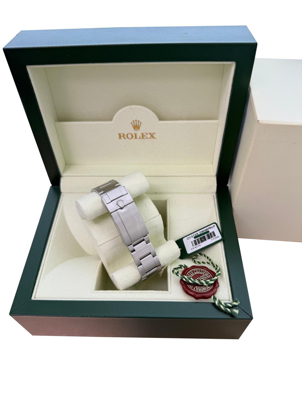 Rolex Explorer 39mm schwarzes Zifferblatt Stahl Herren Automatik Oyster Uhr 214270 im Angebot 10