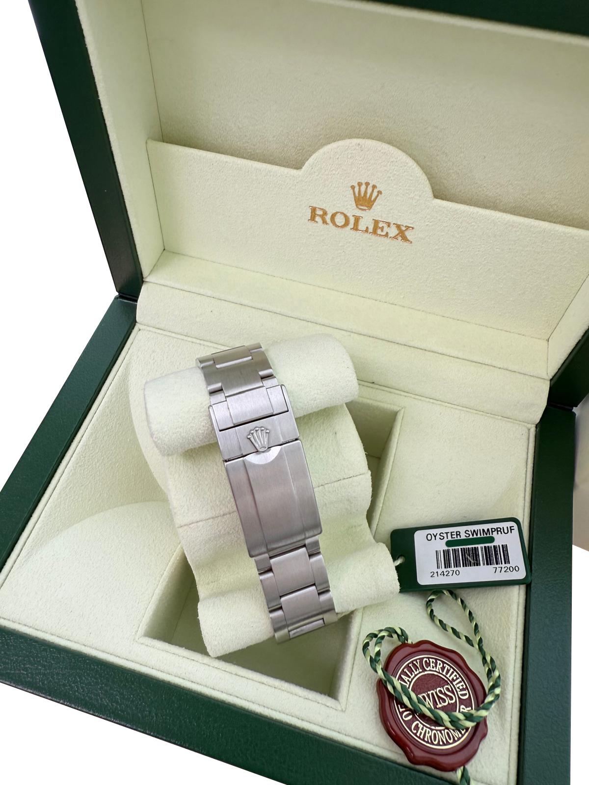 Rolex Explorer 39mm schwarzes Zifferblatt Stahl Herren Automatik Oyster Uhr 214270 im Angebot 12