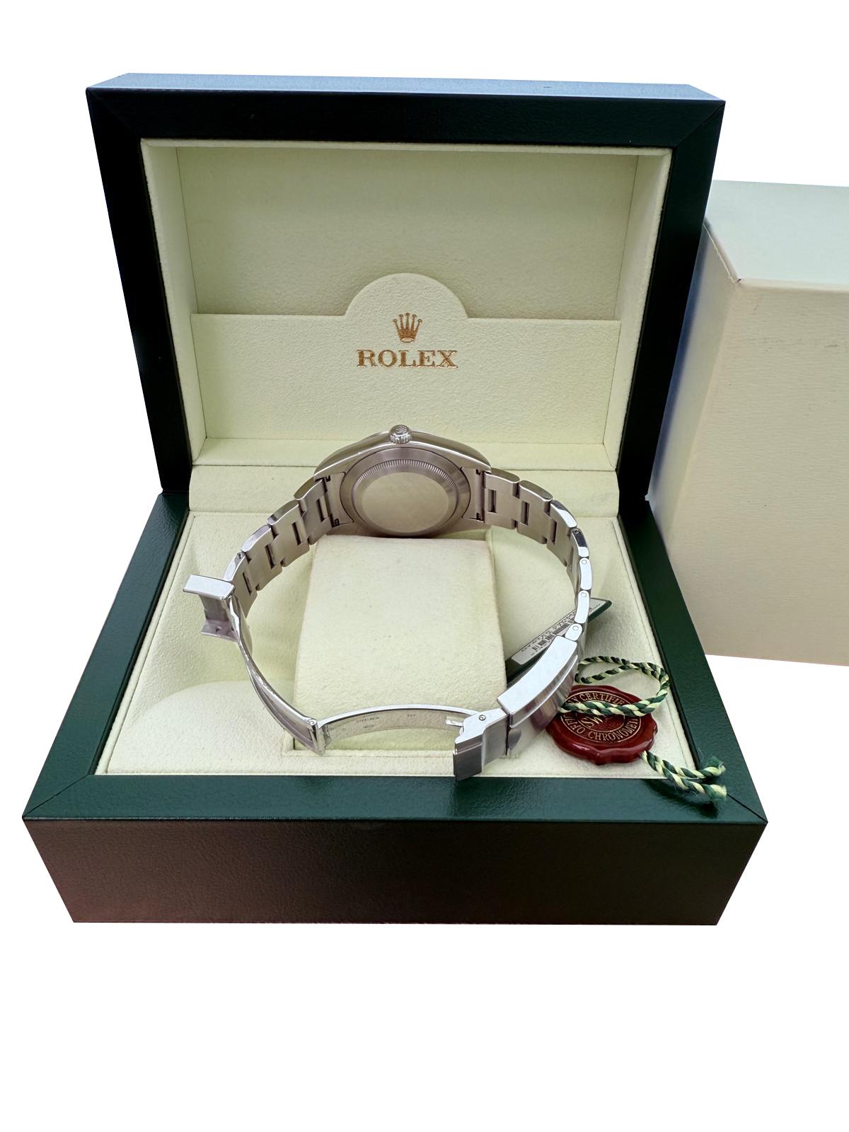 Rolex Explorer 39mm schwarzes Zifferblatt Stahl Herren Automatik Oyster Uhr 214270 im Angebot 13