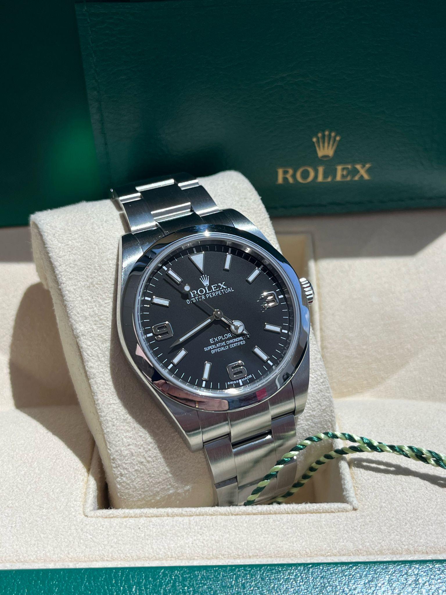 Rolex Explorer 39mm Black Dial Steel Smooth Bezel Oyster Mens Watch 214270 For Sale 2
