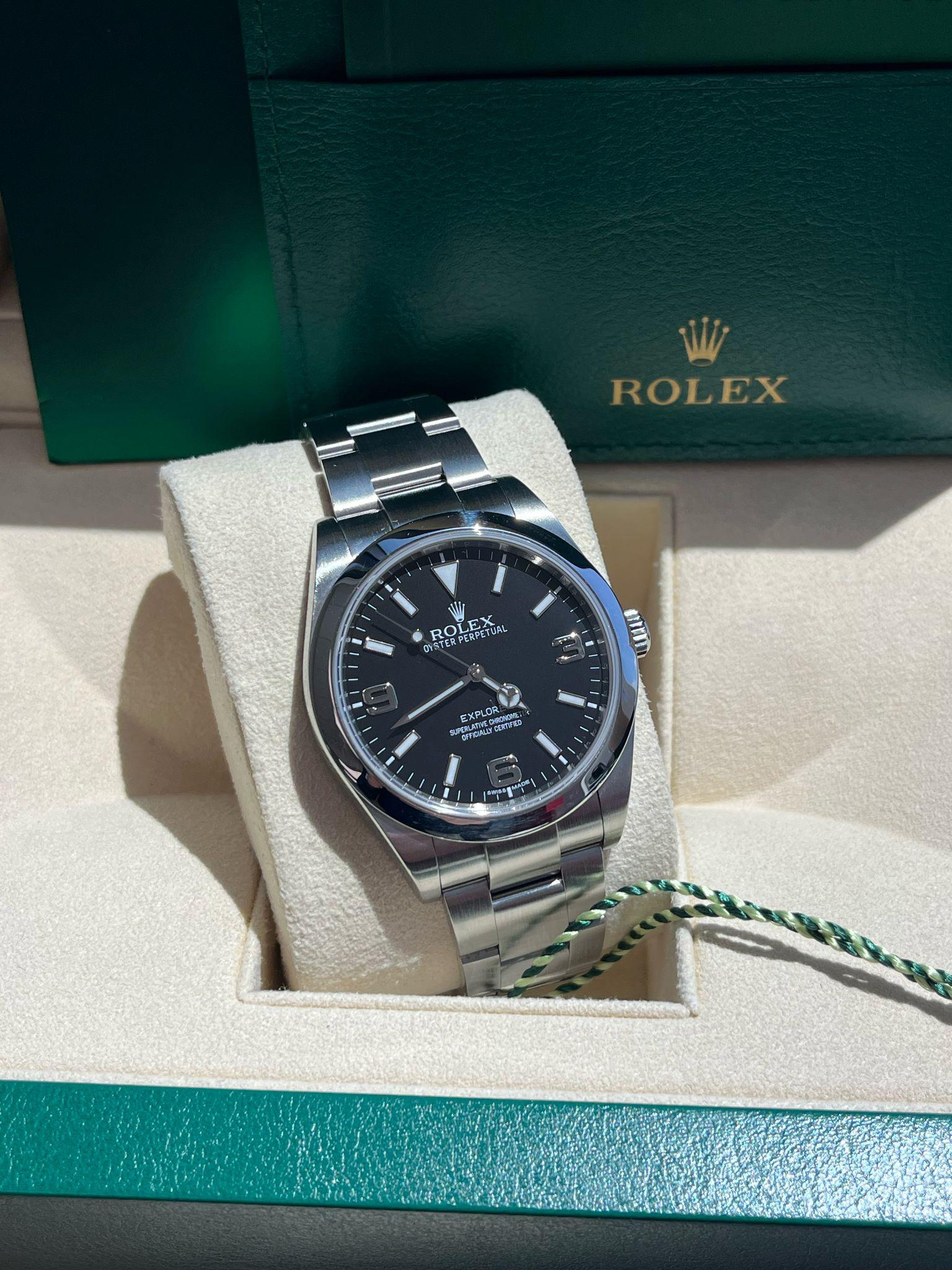 Rolex Explorer 39mm Black Dial Steel Smooth Bezel Oyster Mens Watch 214270 For Sale 3