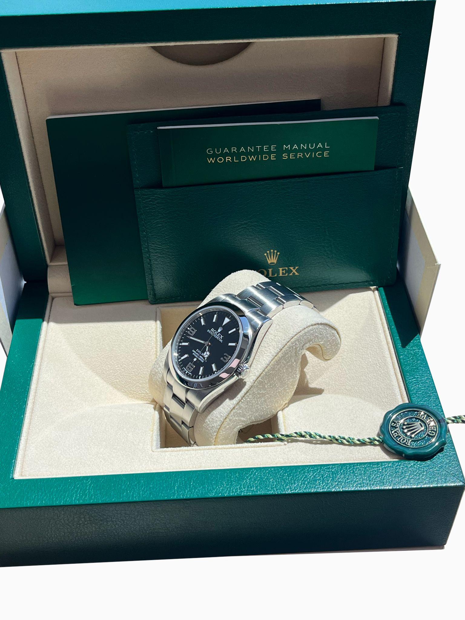 Rolex Explorer 39mm Black Dial Steel Smooth Bezel Oyster Mens Watch 214270 For Sale 4