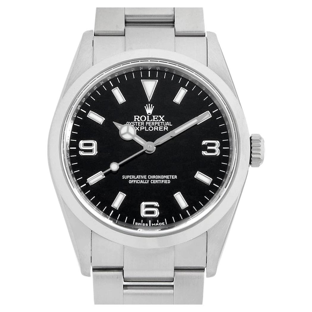 Rolex Explorer I 114270 V Series Men's Black Dial Used Watch - Authentic