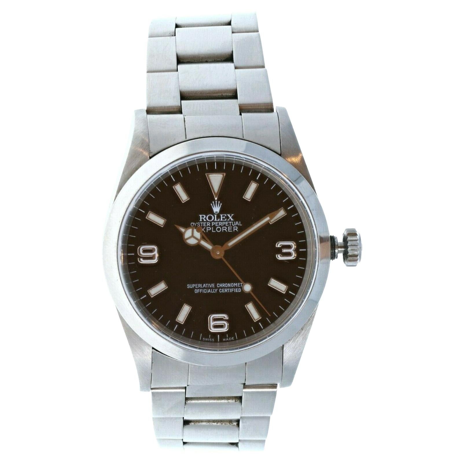 Rolex Explorer I 14270 Stainless Steel with Papers For Sale