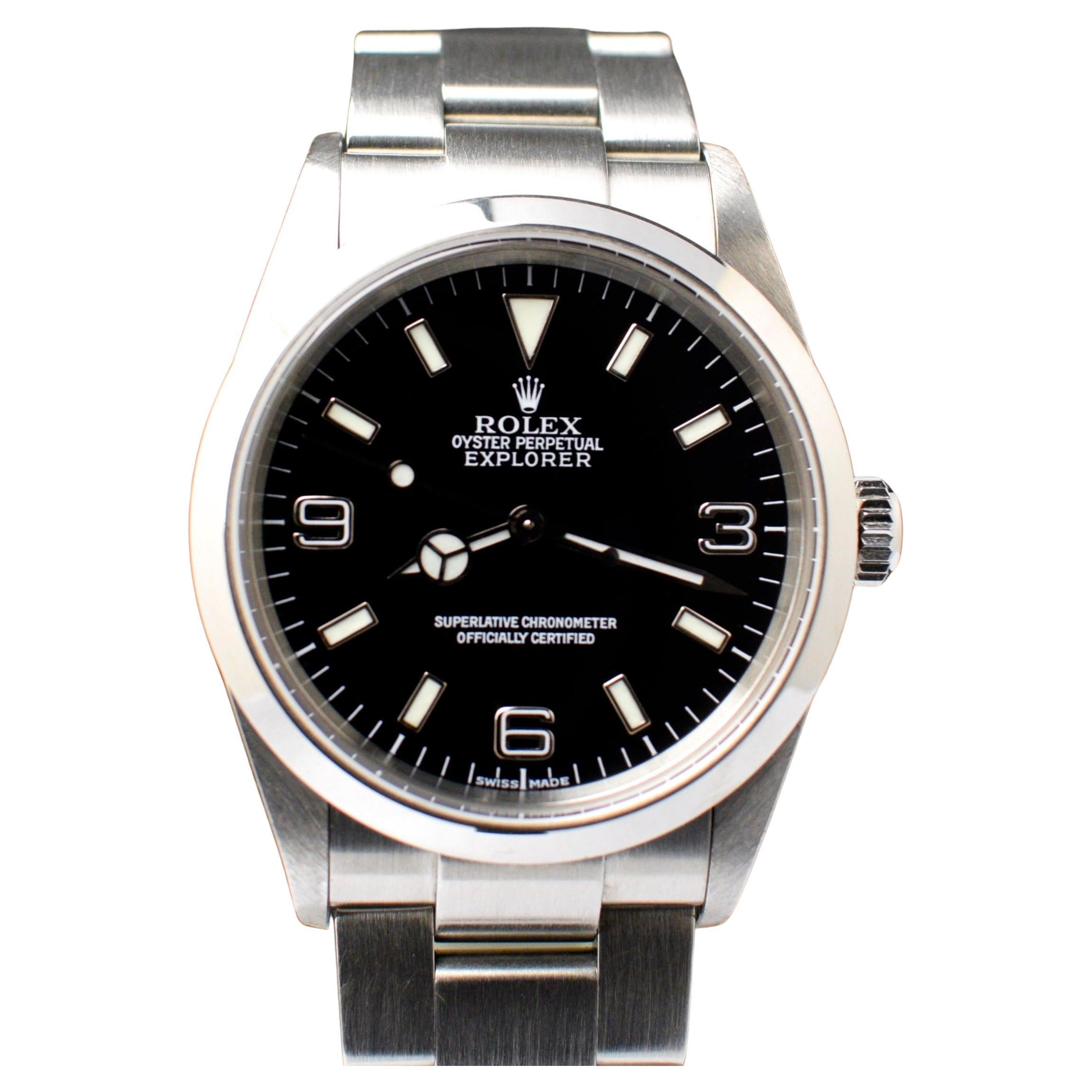 Rolex Explorer I 36mm 114270 Steel Watch with Paper 2001 For Sale