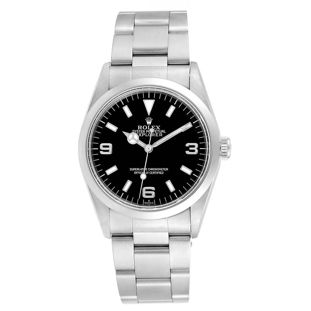 Rolex Explorer I Black Dial Automatic Steel Men's Watch 14270 In Excellent Condition In Atlanta, GA