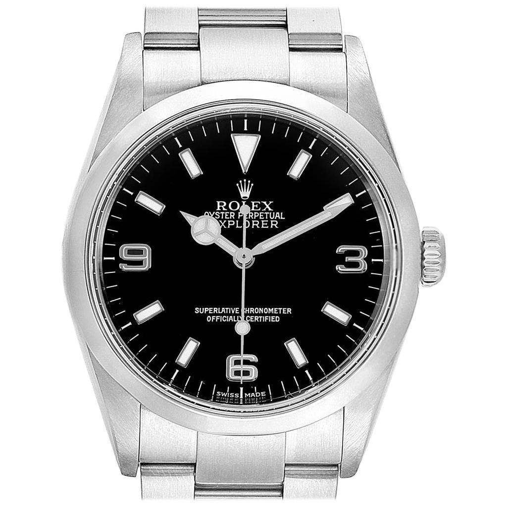Rolex Explorer I Rehault Engraved Bezel Steel Men's Watch 114270 For ...