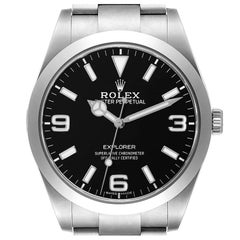 Rolex Explorer I 39mm Black Dial Steel Mens Watch 214270 Box Card