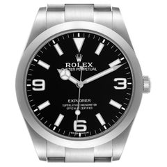 Rolex Explorer I 39mm Black Dial Steel Mens Watch 214270 Box Card
