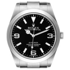 Rolex Explorer I Black Dial Steel Mens Watch 214270 Box Card