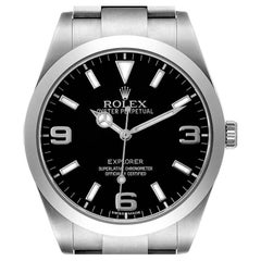Rolex Explorer I 39mm Schwarzes Zifferblatt Stahl-Herrenuhr 214270 Boxkarte