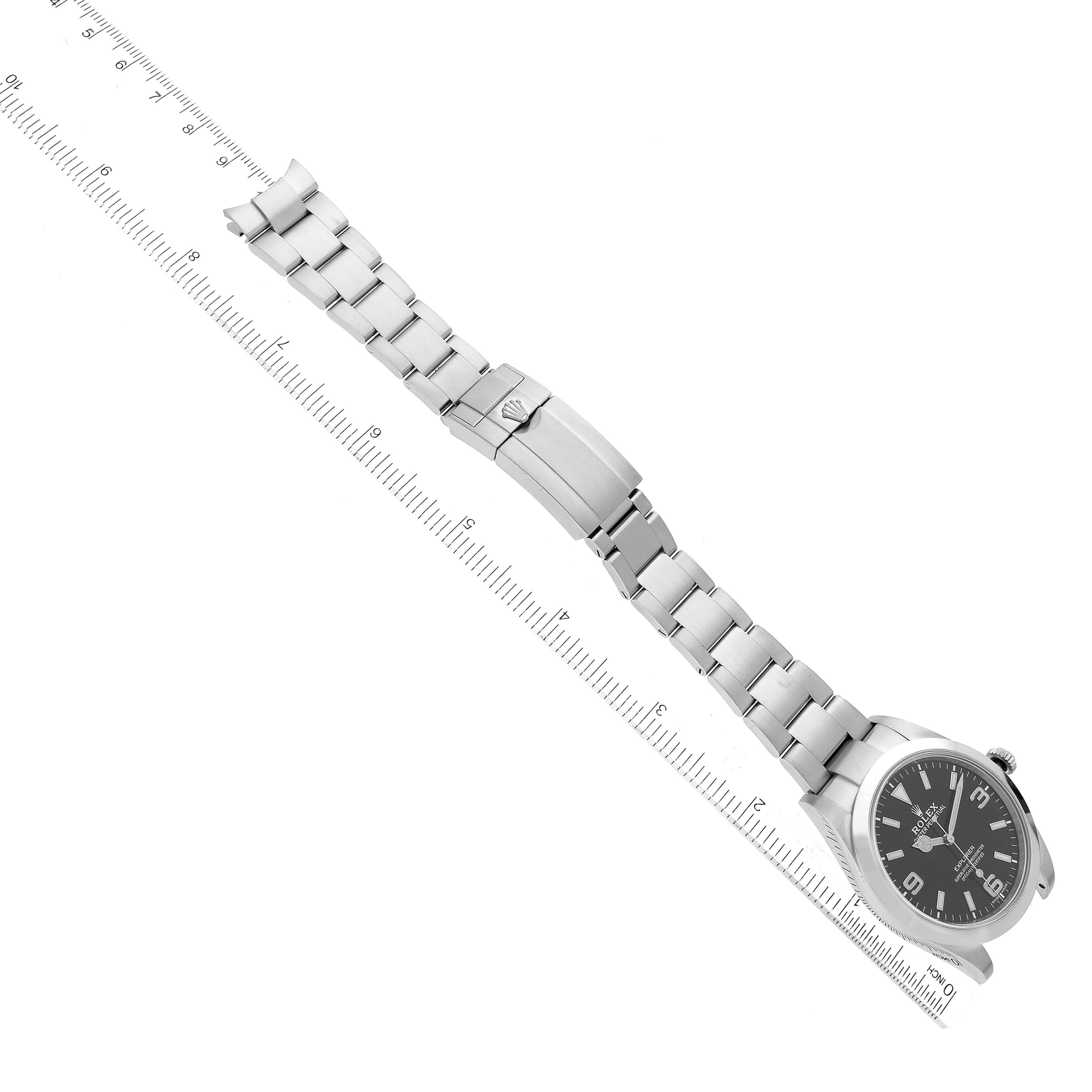 Rolex Explorer I 39mm Black Dial Steel Mens Watch 214270 Card For Sale 7