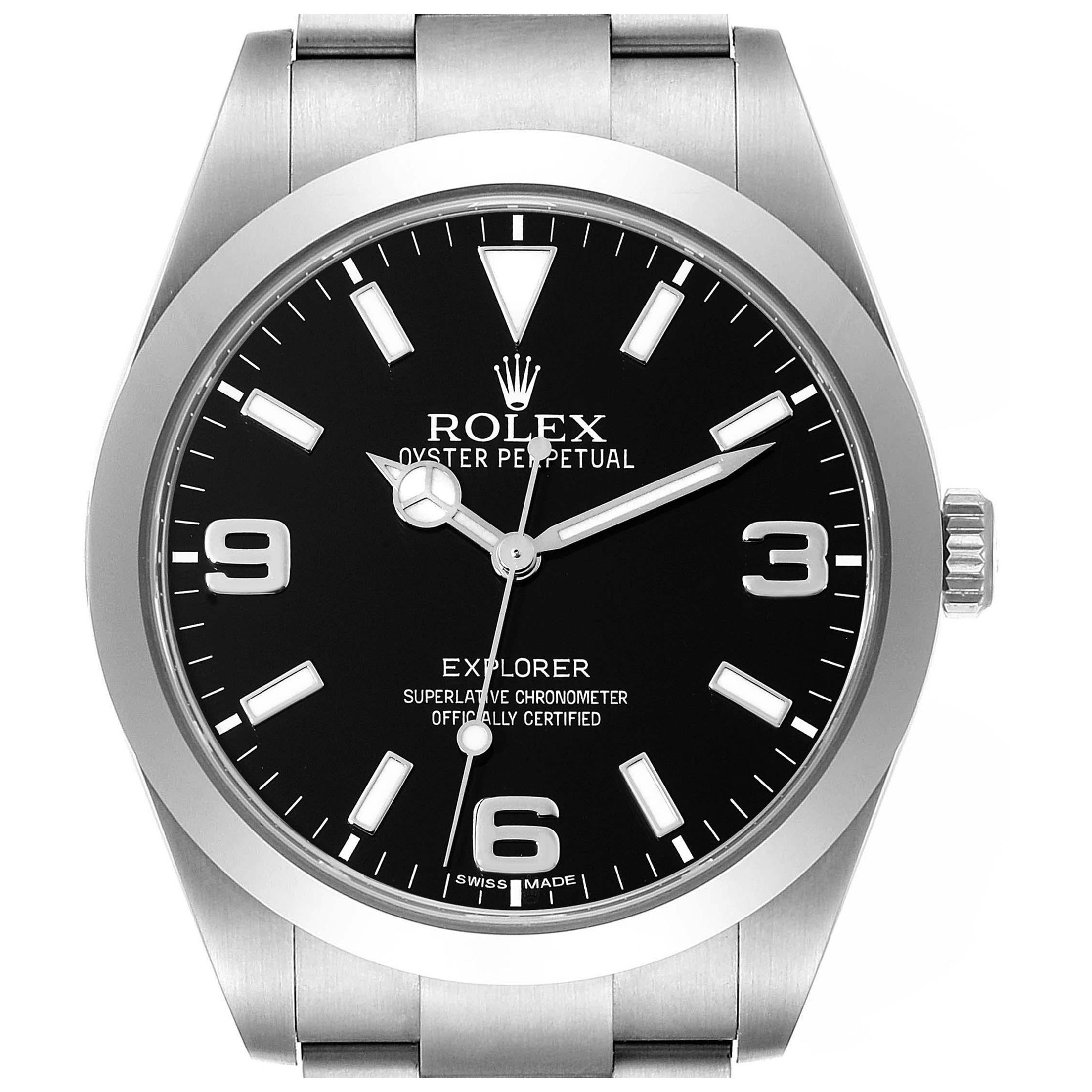 Rolex Montre Explorer I 39 mm à cadran noir en acier pour hommes 214270