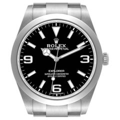 Used Rolex Explorer I Luminous Numerals Steel Mens Watch 214270 Box Card