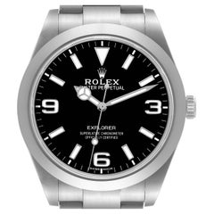 Used Rolex Explorer I 39mm Luminous Numerals Steel Mens Watch 214270 Box Card