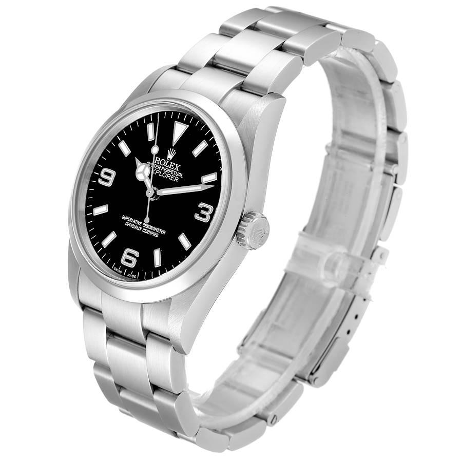 Rolex Explorer I Black Dial Stainless Steel Mens Watch 114270 Box Card In Excellent Condition For Sale In Atlanta, GA