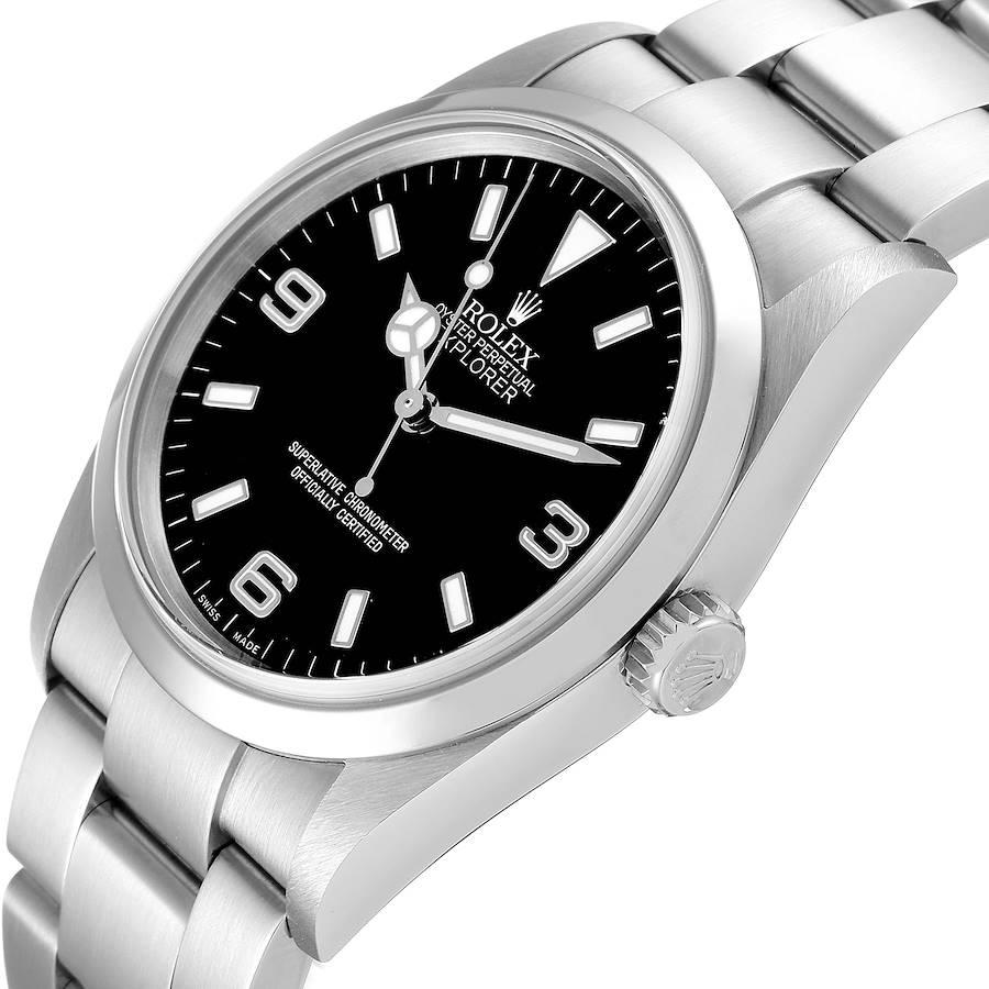 Men's Rolex Explorer I Black Dial Stainless Steel Mens Watch 114270 Box Card For Sale
