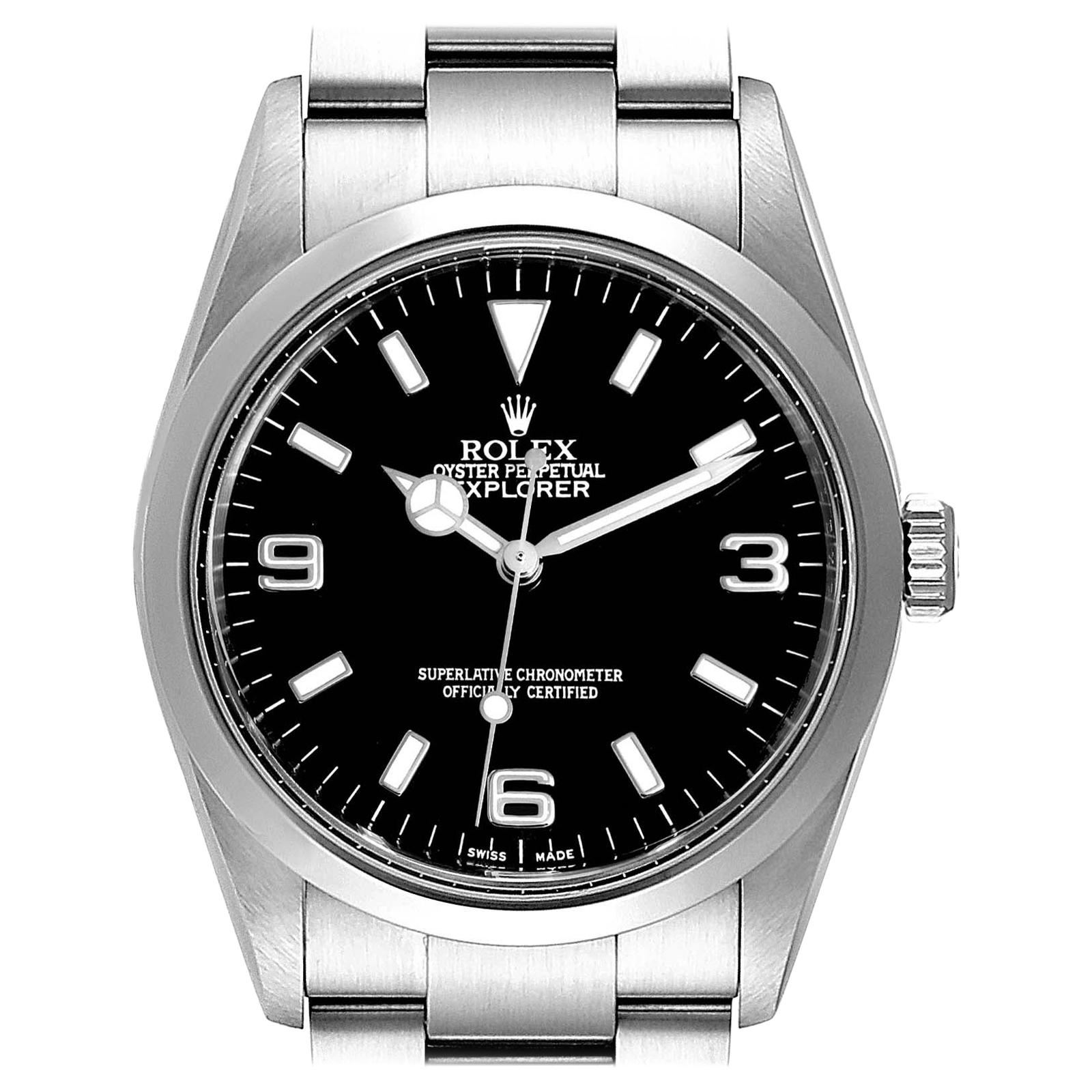 Rolex Explorer I Black Dial Stainless Steel Men's Watch 114270 Box