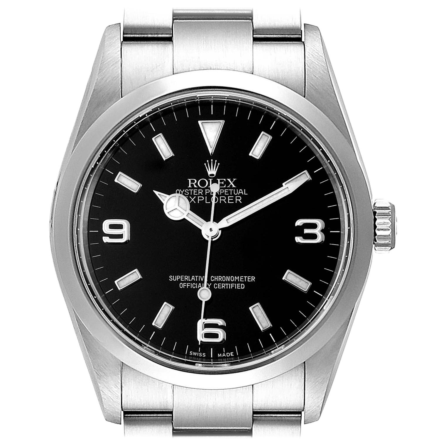 Rolex Explorer I Black Dial Stainless Steel Men's Watch 114270 Box