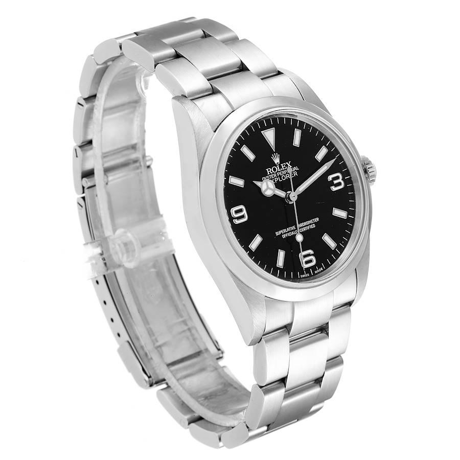 Rolex Explorer I Black Dial Stainless Steel Mens Watch 114270 Box Papers In Excellent Condition For Sale In Atlanta, GA
