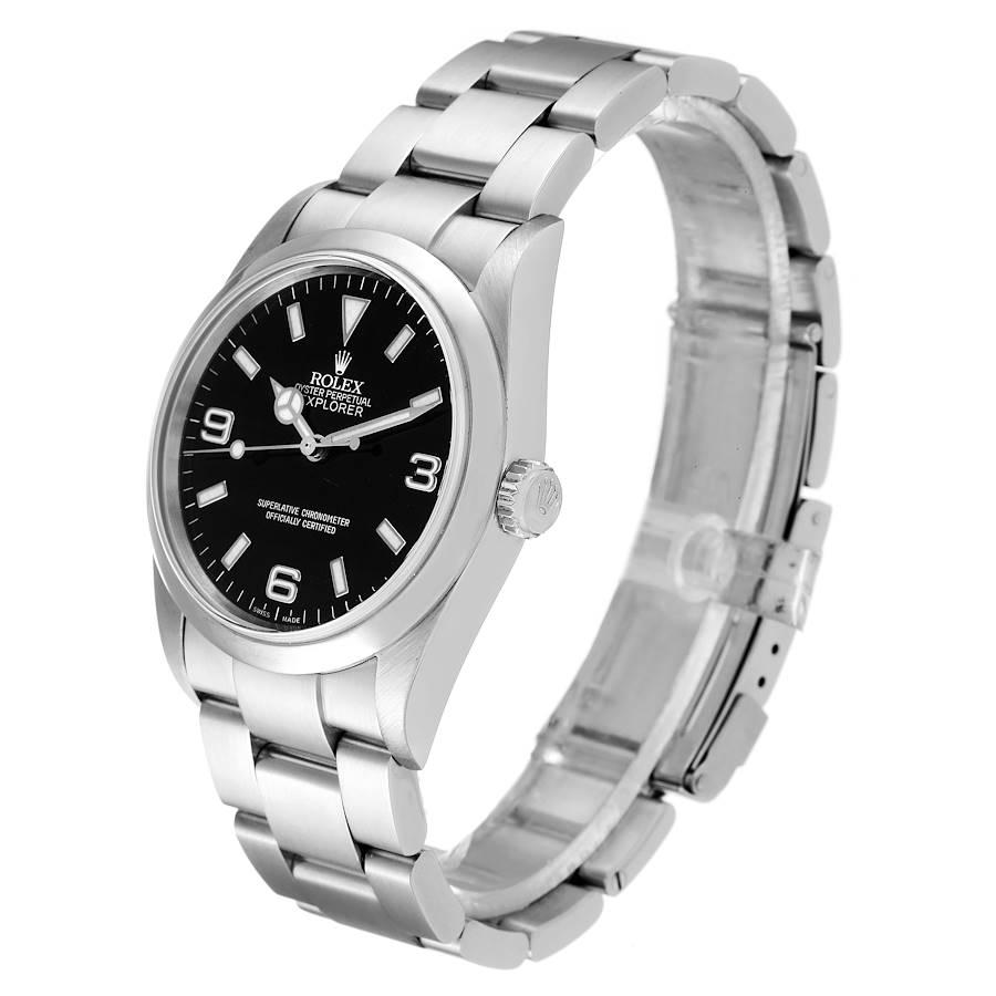 Men's Rolex Explorer I Black Dial Stainless Steel Mens Watch 114270 Box Papers For Sale