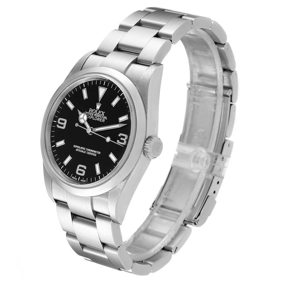 Men's Rolex Explorer I Black Dial Stainless Steel Mens Watch 114270 Box Papers For Sale