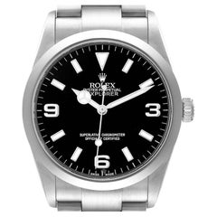 Rolex Explorer I Black Dial Stainless Steel Mens Watch 114270 Box Papers