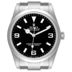 Rolex Explorer I Black Dial Stainless Steel Mens Watch 114270 Box Papers