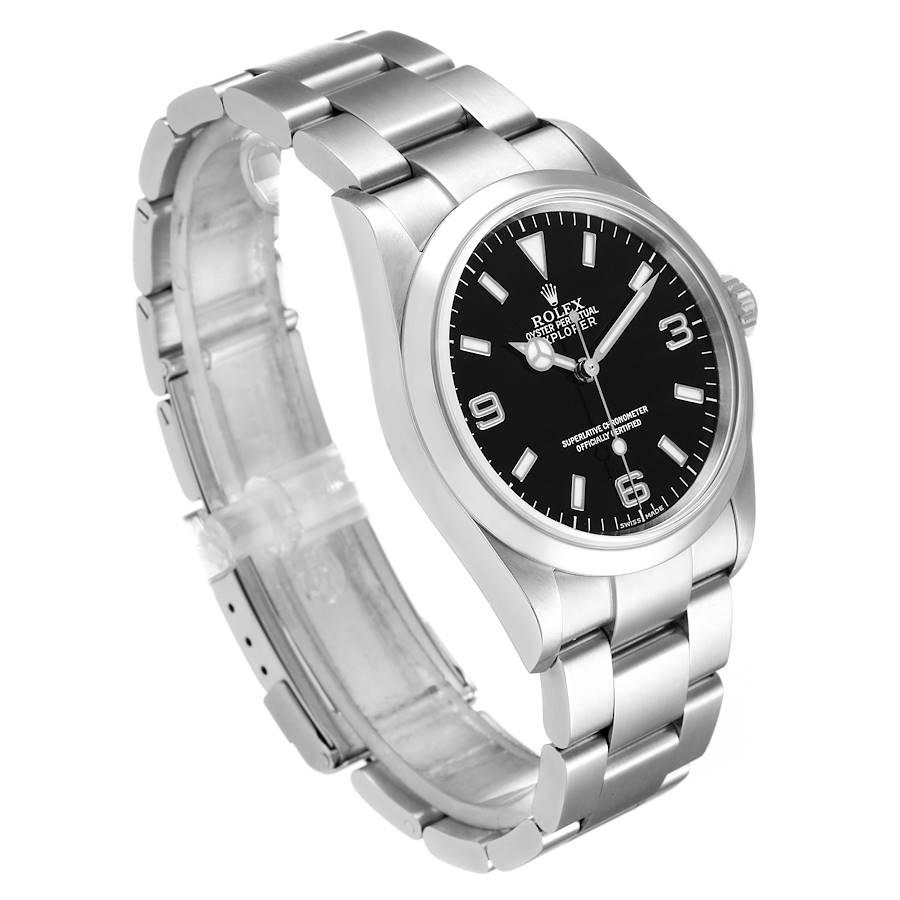 Rolex Explorer I Black Dial Stainless Steel Mens Watch 114270 In Excellent Condition For Sale In Atlanta, GA