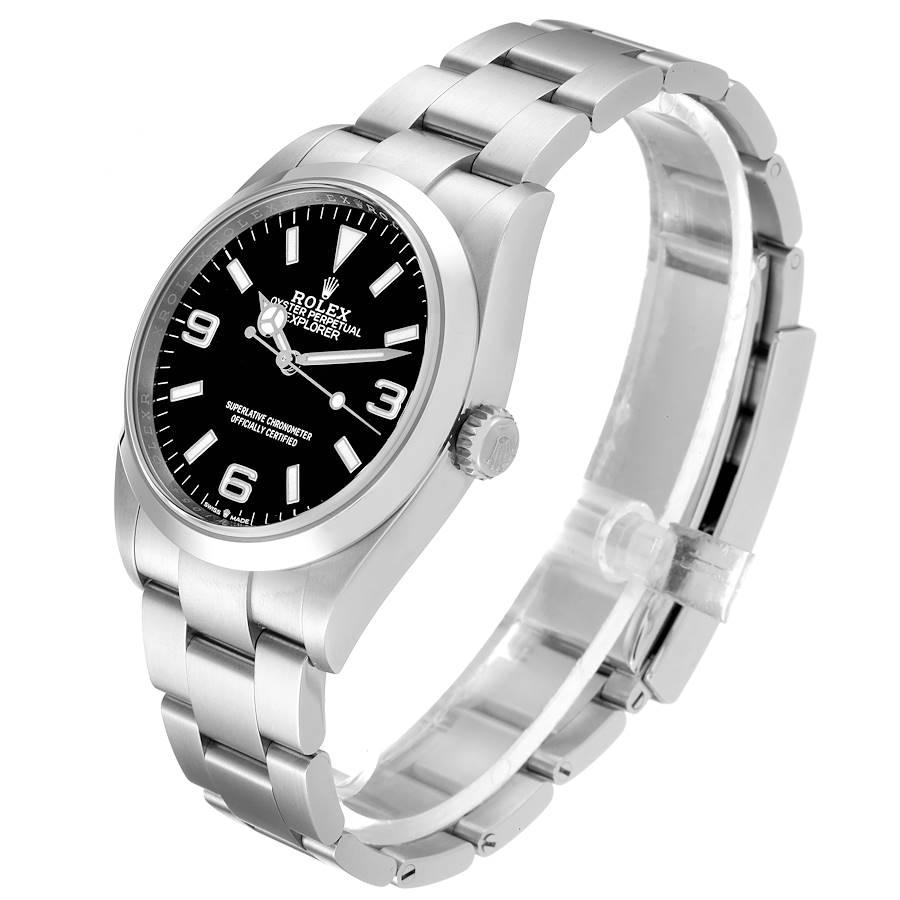 Men's Rolex Explorer I Black Dial Stainless Steel Mens Watch 124270 Unworn For Sale